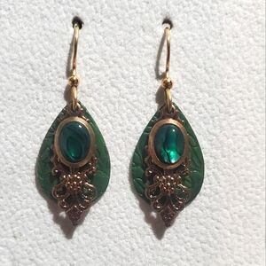 Elegant Green and Gold Earrings